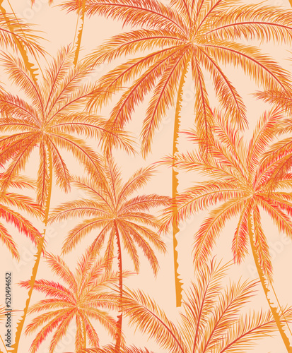 Wallpaper Mural Retro Palm Vector illustration Seamless Pattern On Beige background Color, Palm Beach Pattern Torontodigital.ca