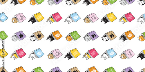 cat seamless pattern calico kitten sleeping book vector neko breed cartoon character pet scarf isolated tile background repeat wallpaper animal doodle illustration