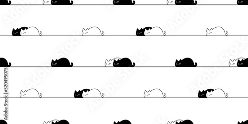 cat seamless pattern kitten calico sleeping vector neko breed gift wrapping paper character cartoon pet tile background repeat wallpaper animal doodle illustration
