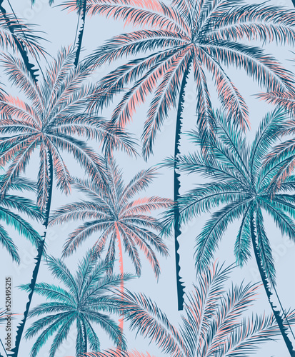 Hawaii Tropical Palm Tree Seamless Pattern On Sky-blue Background Wallpaper, Palm Tree Vector illustration Art
Palm Vector, Palm Pastel Color