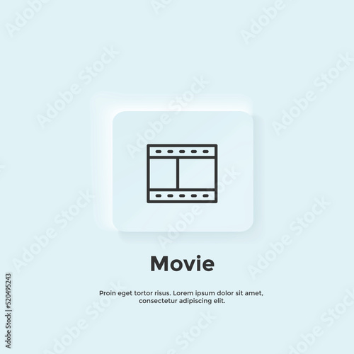 Movie line icon, Neumorphic style button. Vector UI icon Design. Neumorphism. Vector line icon for Business and Advertising