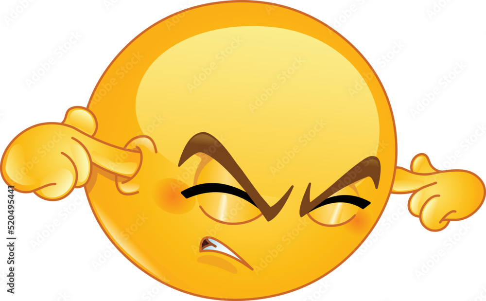 Annoyed Emoji Emoticon Plugging His Ears To Avoid Loud Noise Having annoyed-emoji-emoticon-plugging-his-ears-to-avoid-loud-noise-having