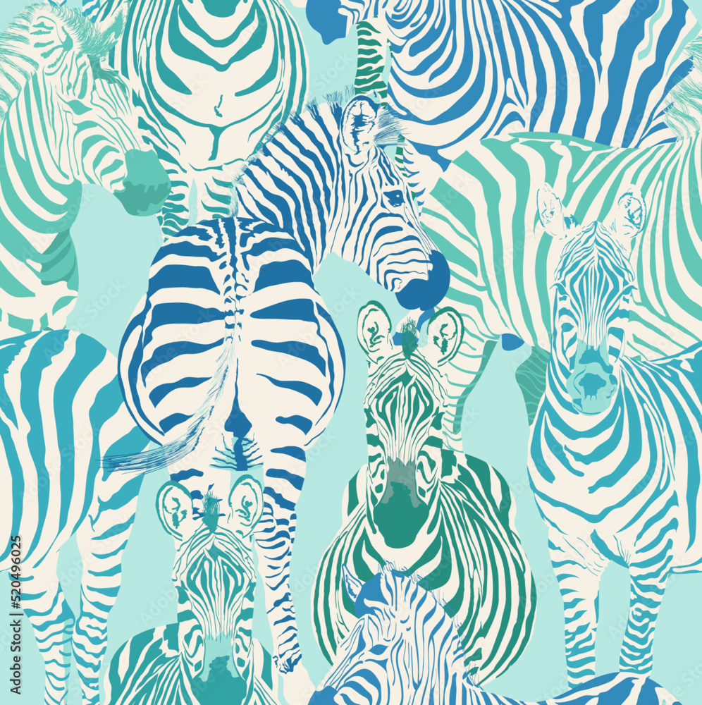 Fototapeta Zebra seamless pattern on  background color, Safari Wildlife, Animal