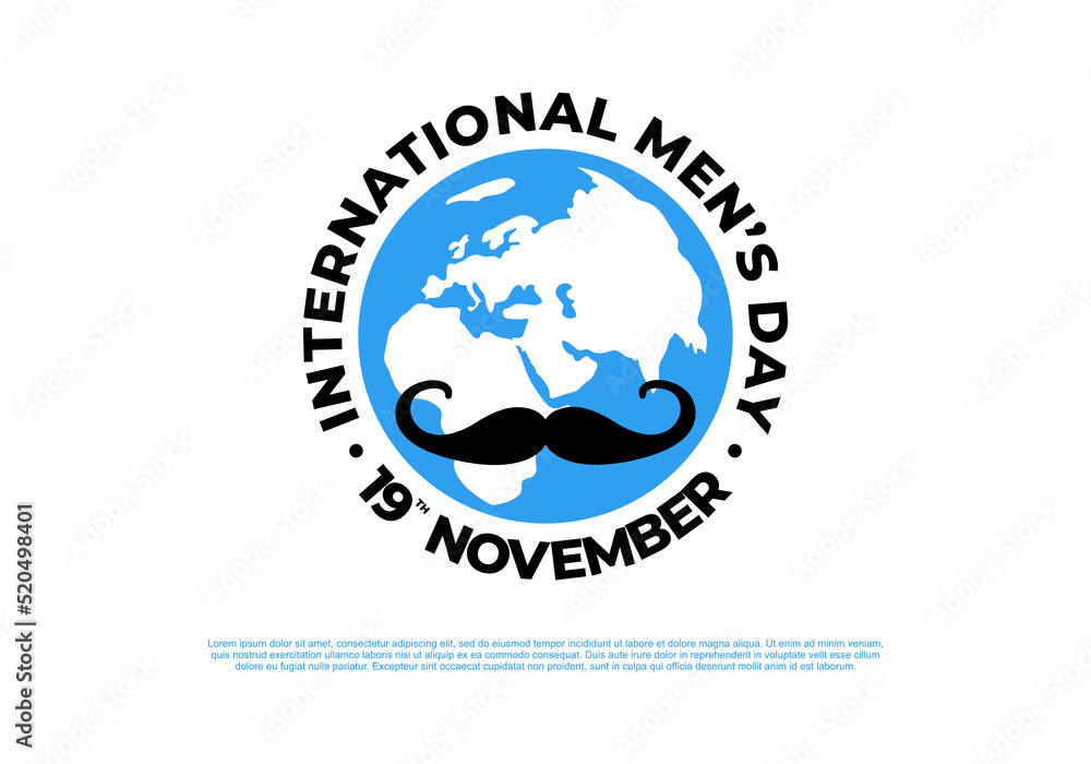 Men day background banner poster with moustache and world globe on white color. Men day background banner poster with moustache and world globe on white color.
