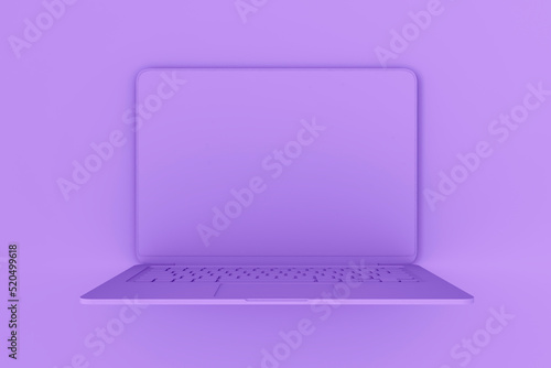 Abstract image of seamless purple laptop background. Design and device concept. Mock up, 3D Rendering.