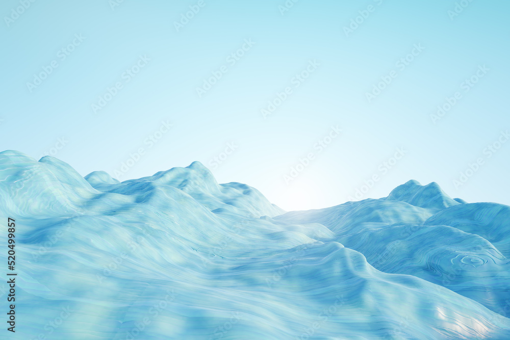 Abstract blue sand landscape background with mock up place. Nature concept and 3D Rendering.