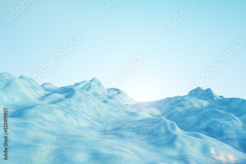 Abstract blue sand landscape background with mock up place. Nature concept and 3D Rendering.