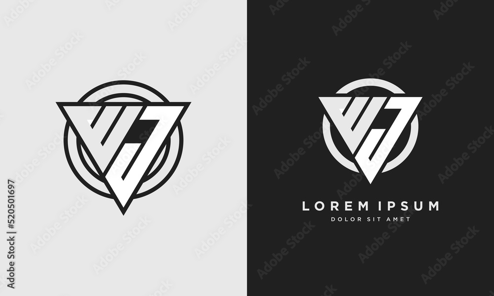 Letter WJ triangle logo icon modern stylish monogram design Stock ...