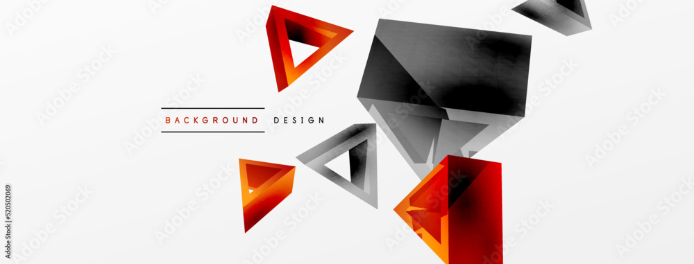 Triangle abstract background. 3d vector basic shape technology or business concept composition. Trendy techno business template for wallpaper, banner, background or landing Triangle abstract background. 3d vector basic shape technology or business concept composition. Trendy techno business template for wallpaper, banner, background or landing