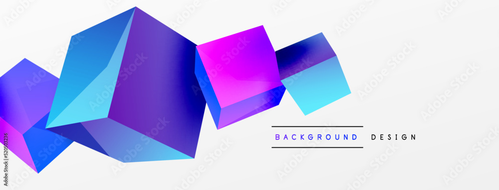 3d cubes vector abstract background. Composition of 3d square shaped basic geometric elements. Trendy techno business template for wallpaper, banner, background or landing 3d cubes vector abstract background. Composition of 3d square shaped basic geometric elements. Trendy techno business template for wallpaper, banner, background or landing