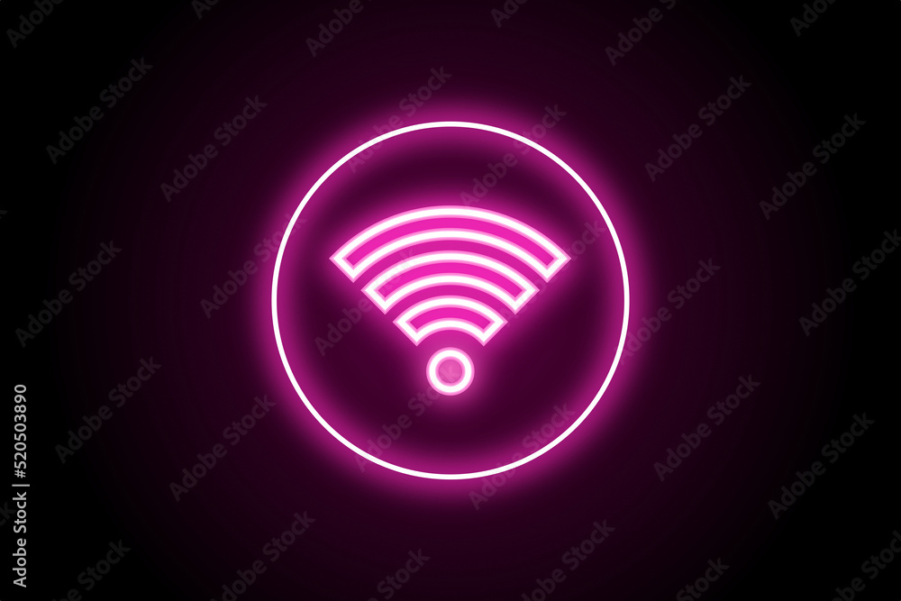 Glowing neon wifi symbol logo icon Glowing neon wifi symbol logo icon