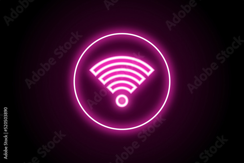Glowing neon wifi symbol logo icon 