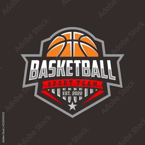 Basketball club logo, emblem, designs with ball. Sport badge vector illustration