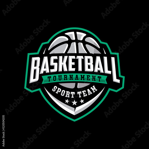 Basketball club logo, emblem, designs with ball. Sport badge vector illustration