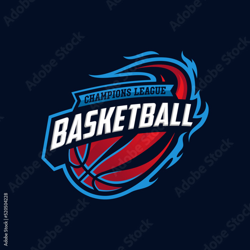 Basketball club logo, emblem, designs with ball. Sport badge vector illustration