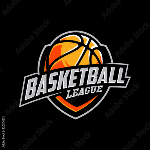 Basketball club logo, emblem, designs with ball. Sport badge vector illustration