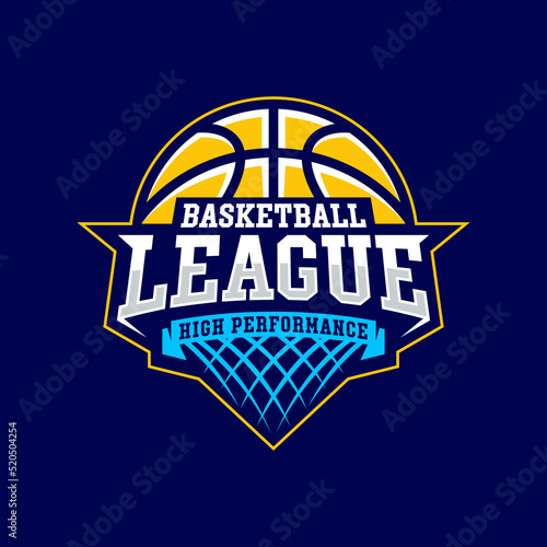 Basketball club logo, emblem, designs with ball. Sport badge vector illustration