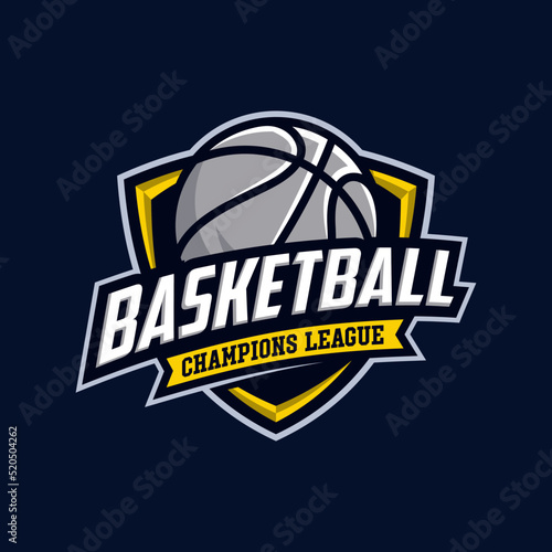 Basketball club logo, emblem, designs with ball. Sport badge vector illustration