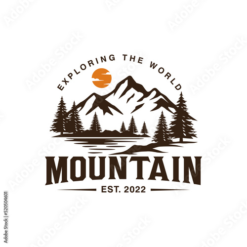 Vintage mountain logo design template