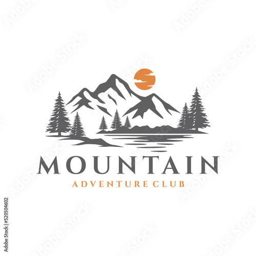 Vintage mountain logo design template