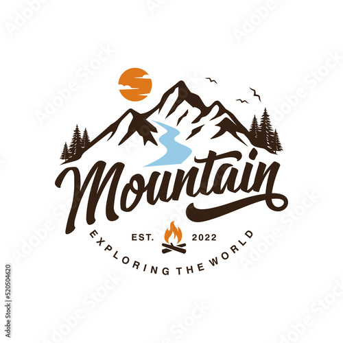 Vintage mountain logo design template