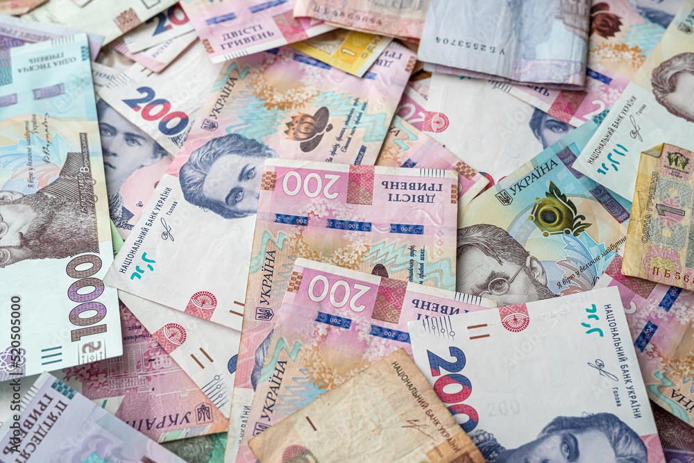 different UAH ukrainian money, finance concept, grivna different UAH ukrainian money, finance concept, grivna