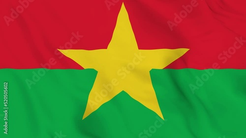 realistic Burkina Faso waving flag. smooth 4k video seemless loop  photo