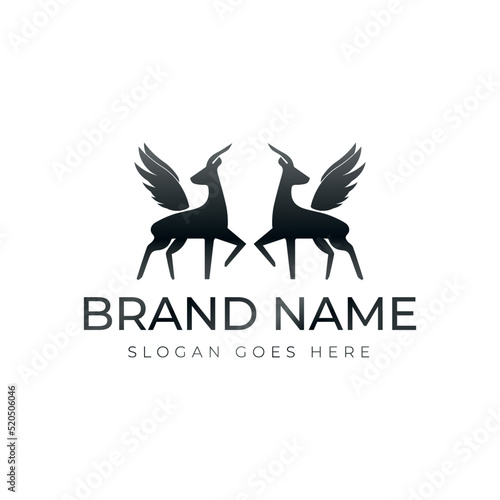 Winged Gazelle Vector Logo Design
