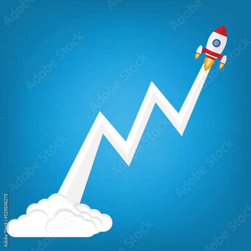 Business startup .Illustration of rocket and copy space for start up business