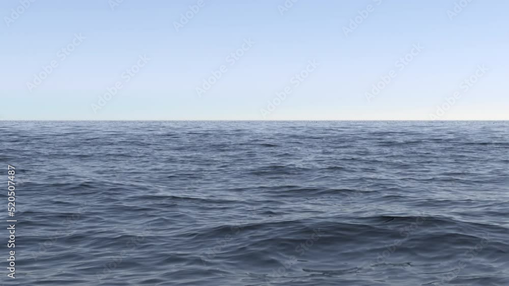 gentle rippling on the surface of an animated ocean during daytime, blue sky above the horizon gentle rippling on the surface of an animated ocean during daytime, blue sky above the horizon