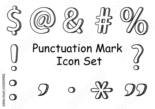 collection of hand drawn punctuation marks on a white background photo