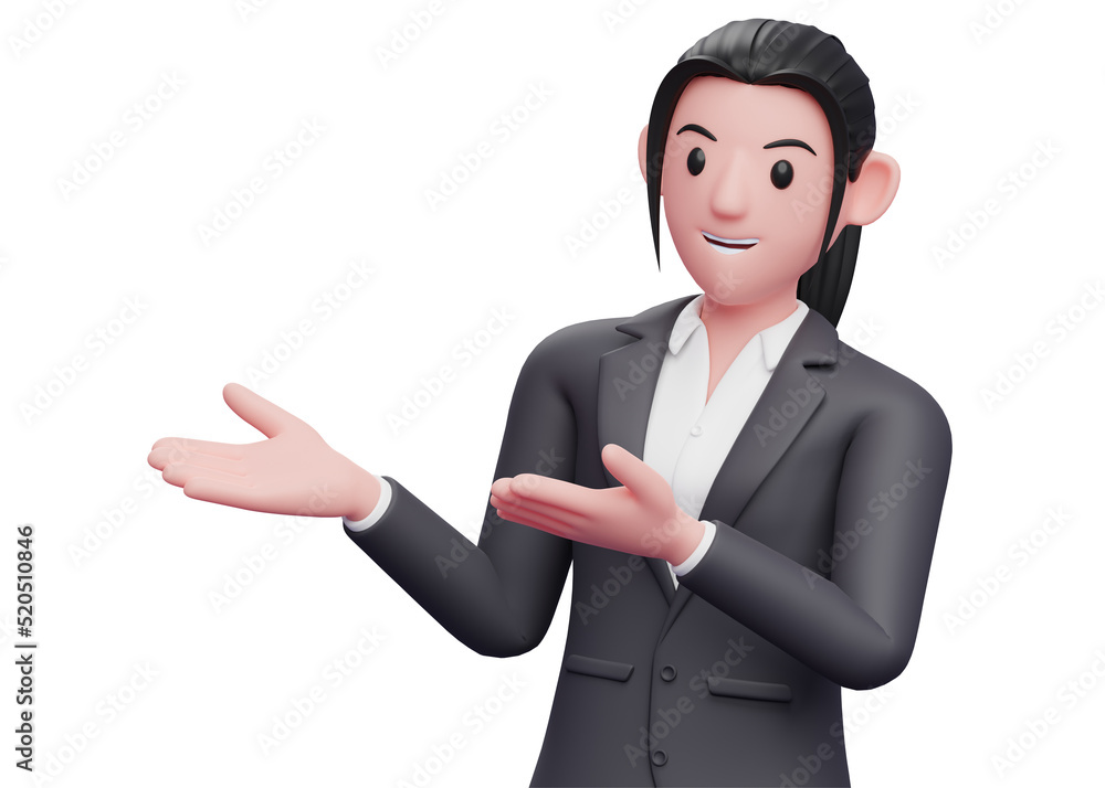 business woman in formal suit open both hands to the side, business woman in formal suit pointing illustration business woman in formal suit open both hands to the side, business woman in formal suit pointing illustration