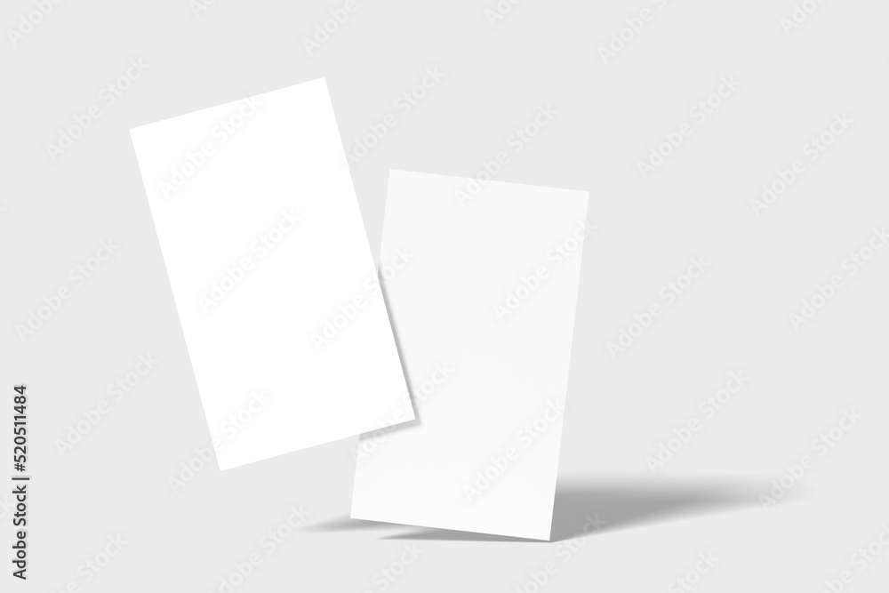 Naklejka premium Blank flying vertical business card mockup