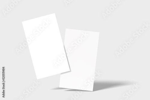 Blank flying vertical business card mockup