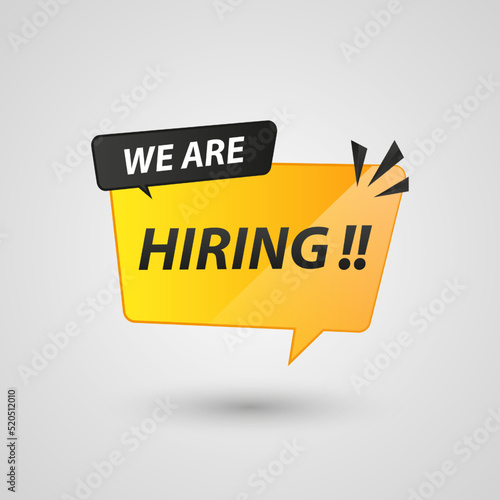 Hiring recruitment, open vacancy design info label template we recruit, join our team