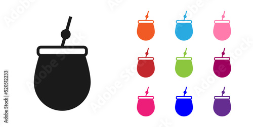 Black Mate tea icon isolated on white background. Set icons colorful. Vector