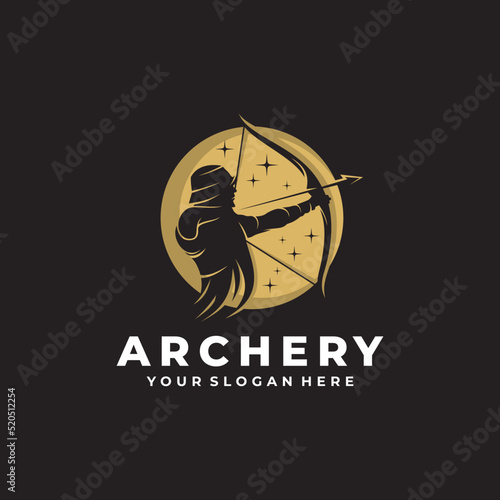 Archery man logo design vector template