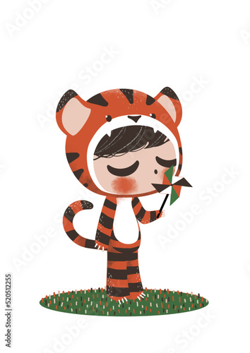 enfant déguisé.e en tigre