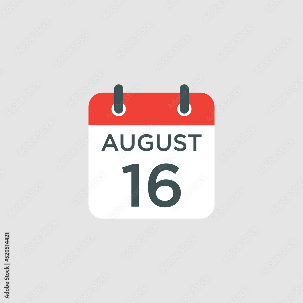 calendar - August 16 icon illustration isolated vector sign symbol calendar - August 16 icon illustration isolated vector sign symbol
