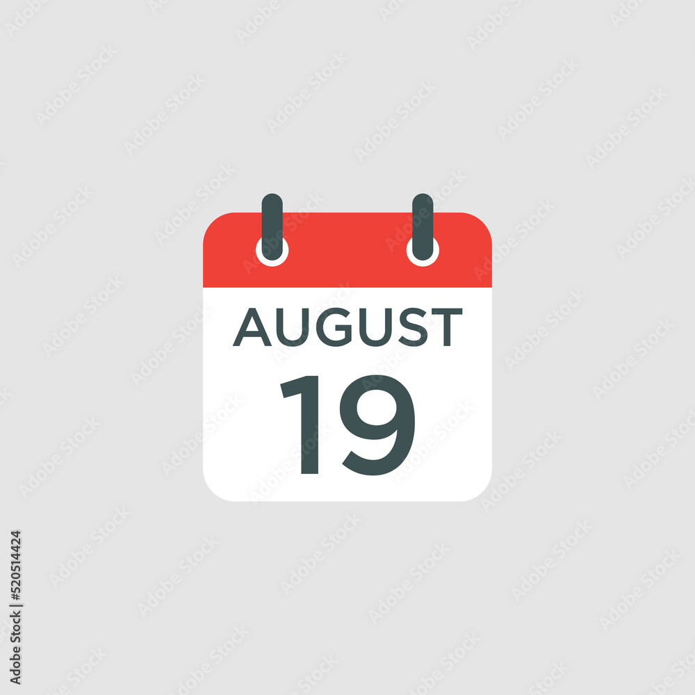 calendar - August 19 icon illustration isolated vector sign symbol calendar - August 19 icon illustration isolated vector sign symbol