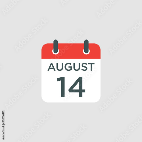 calendar - August 14 icon illustration isolated vector sign symbol