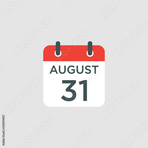calendar - August 31 icon illustration isolated vector sign symbol