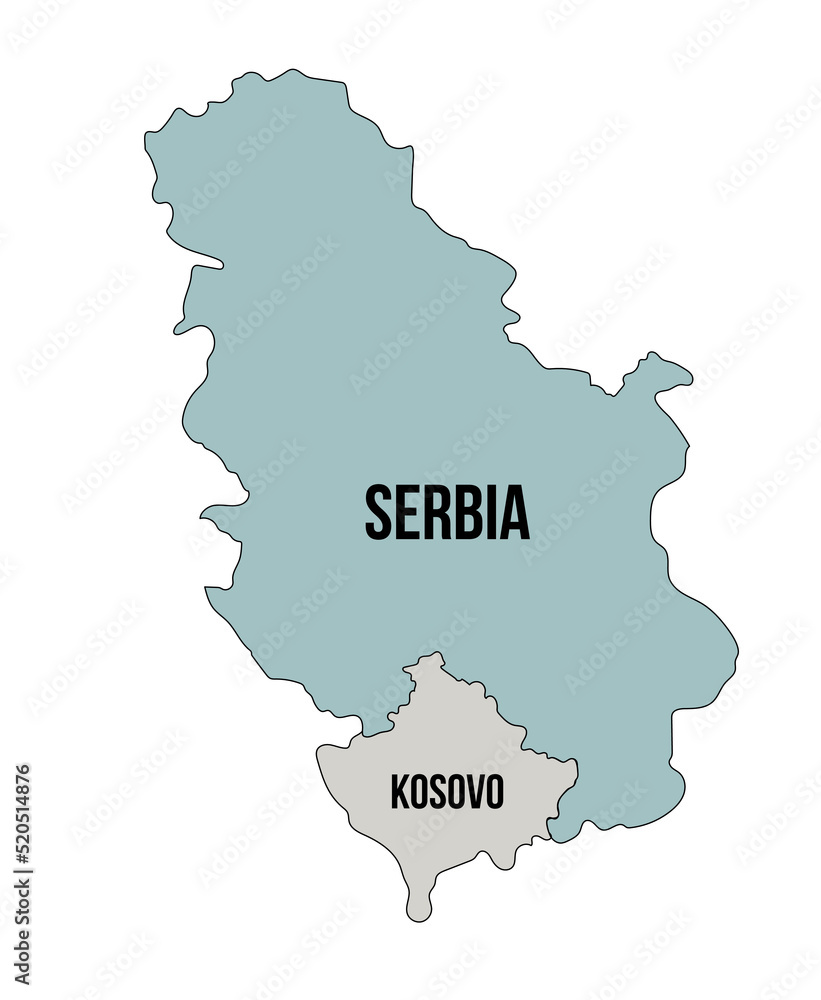 Simple map with borders between Republic of Serbia and the Republic of Kosovo. Simple map with borders between Republic of Serbia and the Republic of Kosovo.