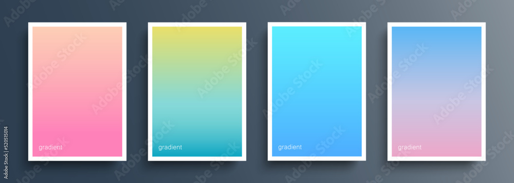 Set of color backgrounds with light soft color gradient for your creative graphic design. Summer colors. Vector illustration.