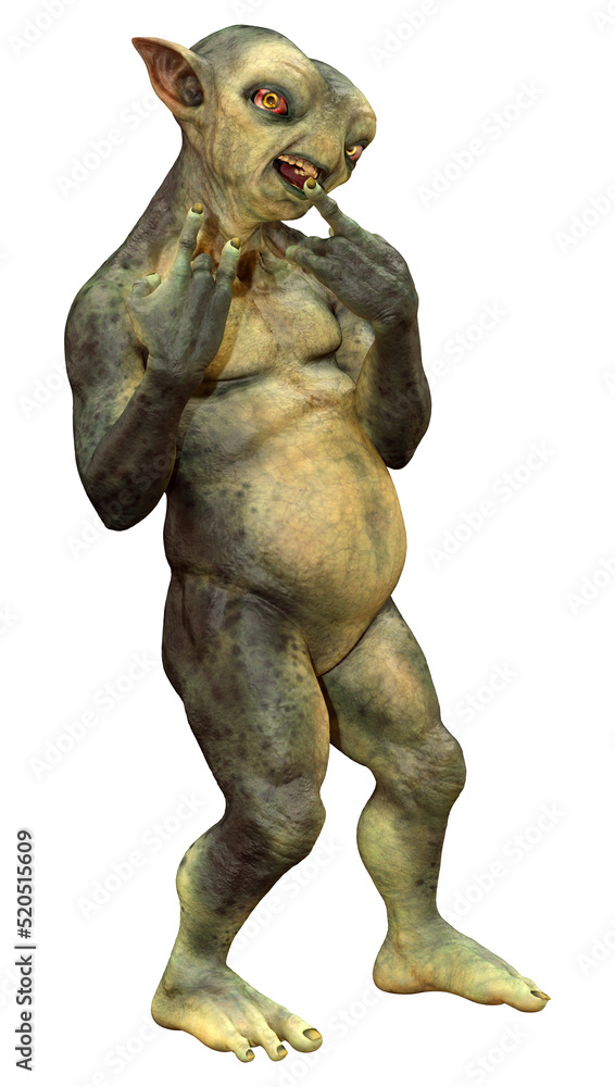 3D Rendering Green Alien on White 3D Rendering Green Alien on White
