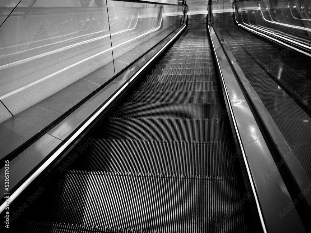 Black and white escalator Black and white escalator