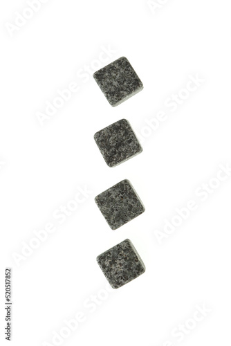 Whiskey stones on white background. Whiskey Stones chill fine drinks, also be used to cool other beverages: rum, wine, juice, lemonade