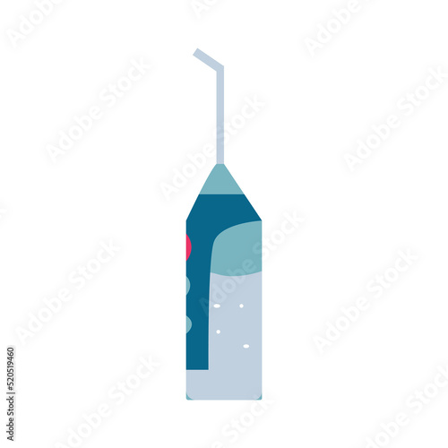 Oral irrigator isolated on white background. Vector illustration in cartoon style. Healthy teeth, tooth decay prevention concept. Oral hygiene device. Decorative design element. logo