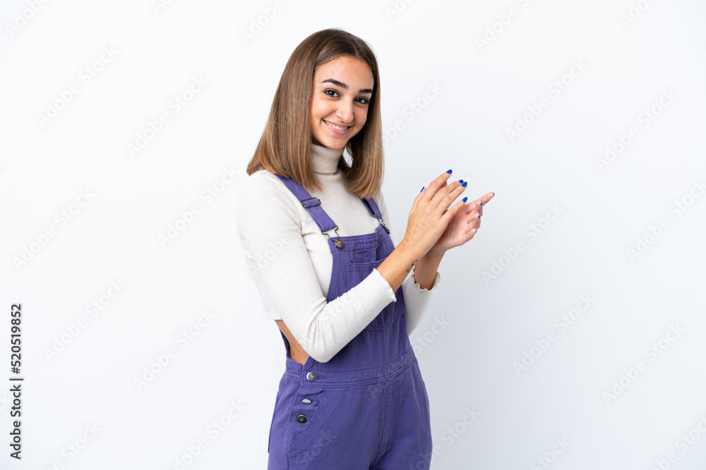 Young caucasian woman isolated on white background applauding Young caucasian woman isolated on white background applauding