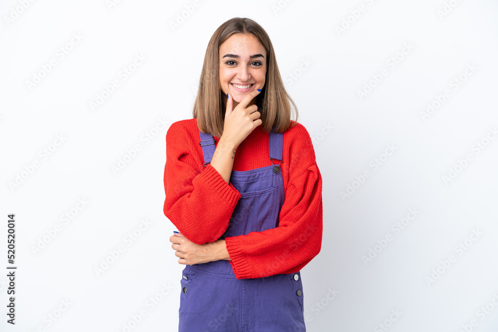Young caucasian woman isolated on white background happy and smiling Young caucasian woman isolated on white background happy and smiling